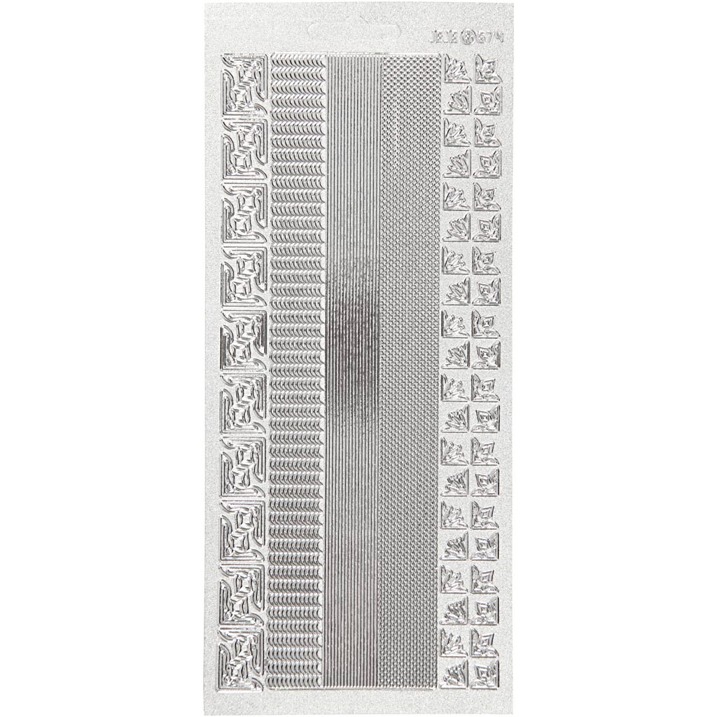Stickers, randen, 10x23 cm, zilver, 1 vel