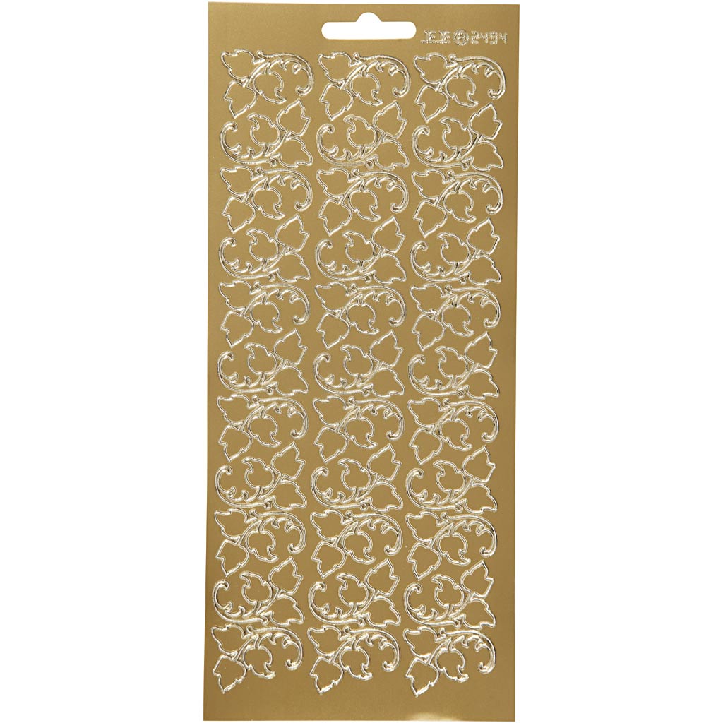 Stickers, bladeren, 10x23 cm, goud, 1 vel