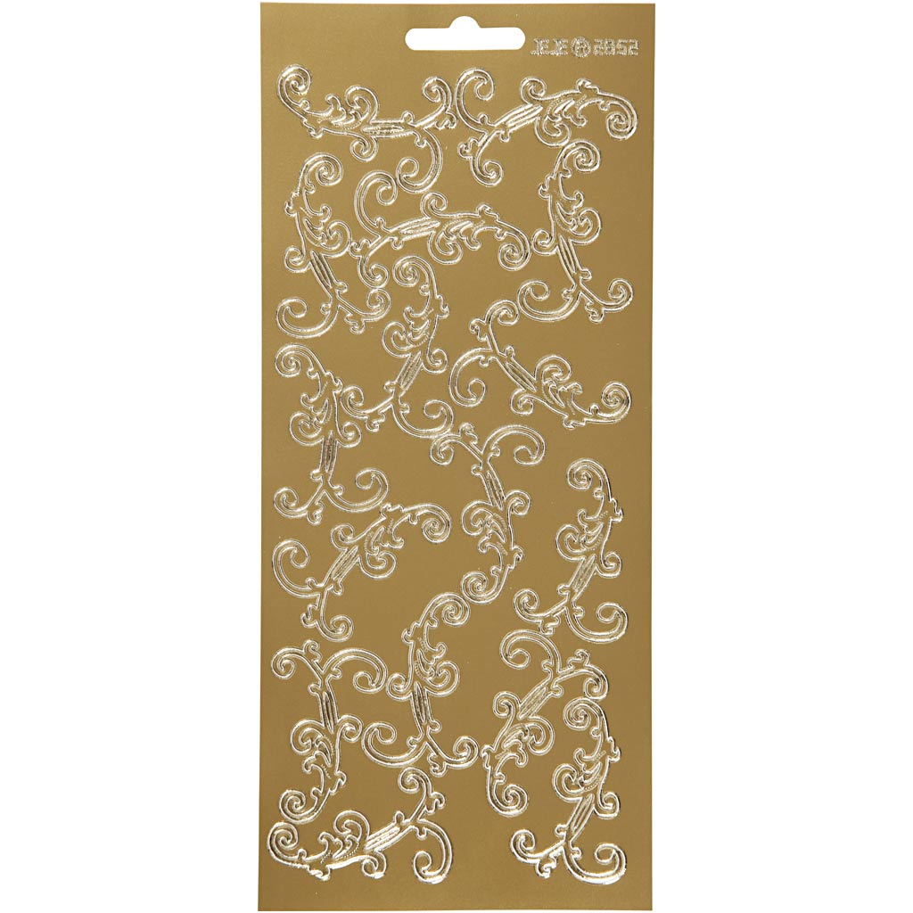 Stickers, swirl, 10x23 cm, goud, 1 vel