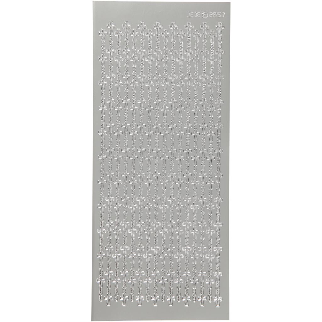 Stickers, kruis, 10x23 cm, zilver, 1 vel