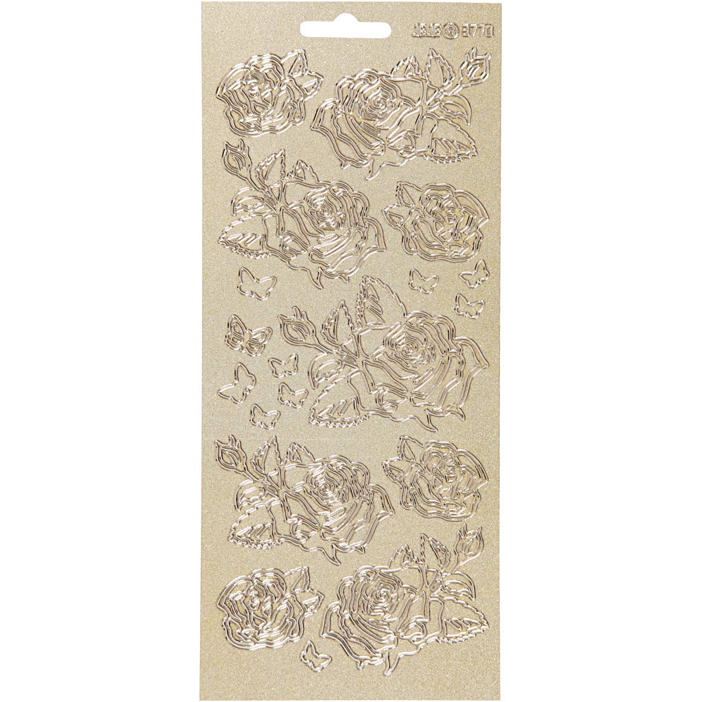 Stickers, rozen, 10x23 cm, goud, 1 vel