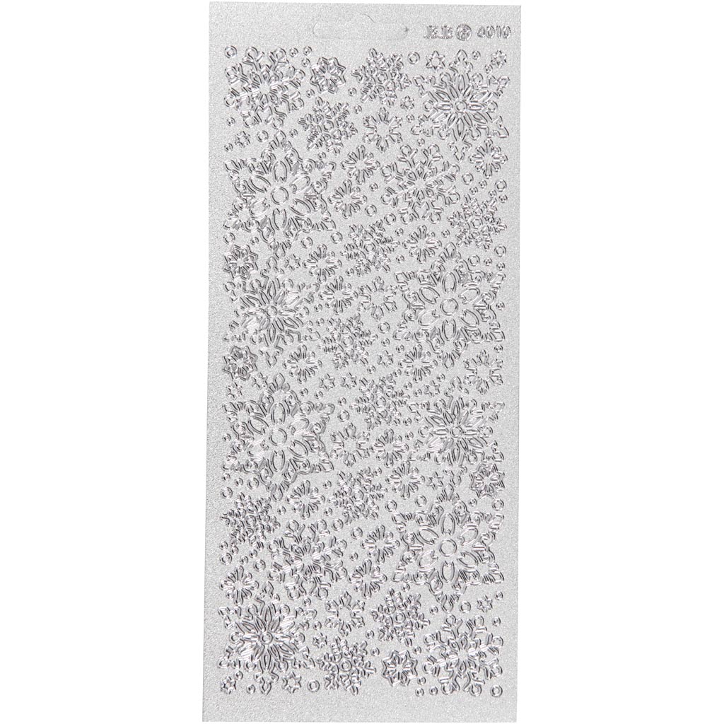 Stickers, sneeuwvlokken, 10x23 cm, zilver, 1 vel