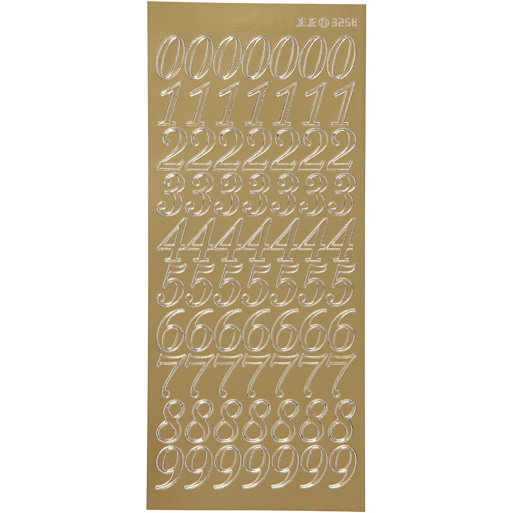 Stickers, cijfers, 10x23 cm, goud, 1 vel