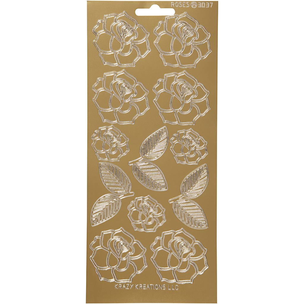 Stickers, rozen, 10x23 cm, goud, 1 vel