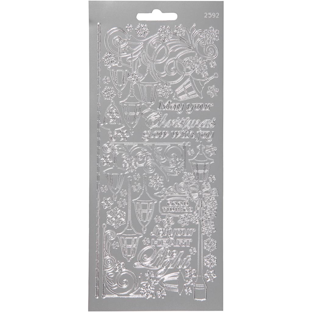 Stickers, lantaarnen, 10x23 cm, zilver, 1 vel