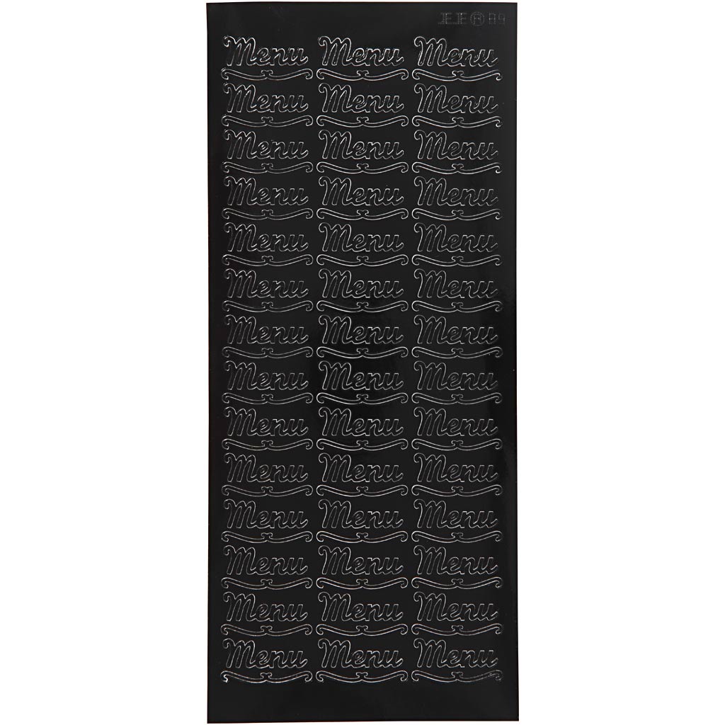 Stickers, menu, 10x23 cm, sort, 1 ark