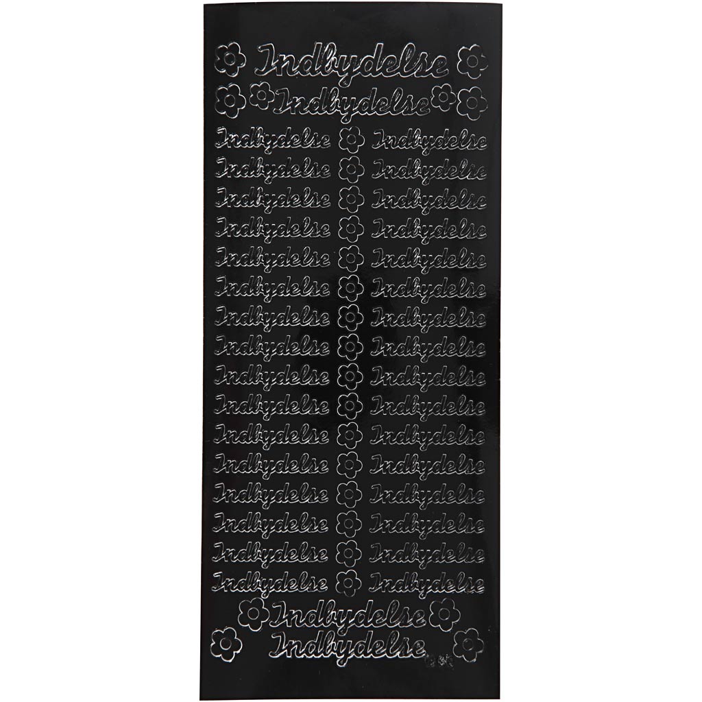 Stickers, indbydelse, 10x23 cm, zwart, 1 vel