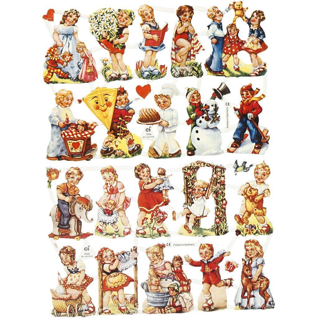 Vintage plaatjes - Poëzieplaatjes - Klassieke motieven - Kinderen - 2 vellen