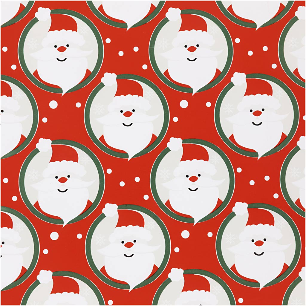 Inpakpapier, rood, Kerstman, B: 50 cm, 80 gr, 100 m/1 rol