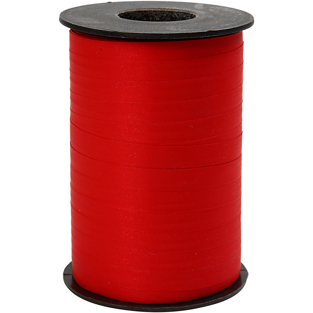 Cadeaulint, B: 10 mm, matt, rood, 250 m/ 1 rol