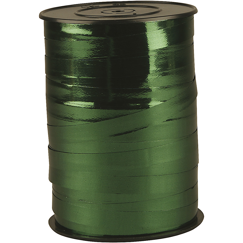 Cadeaulint, B: 10 mm, glossy, groen metallic, 250 m/ 1 rol