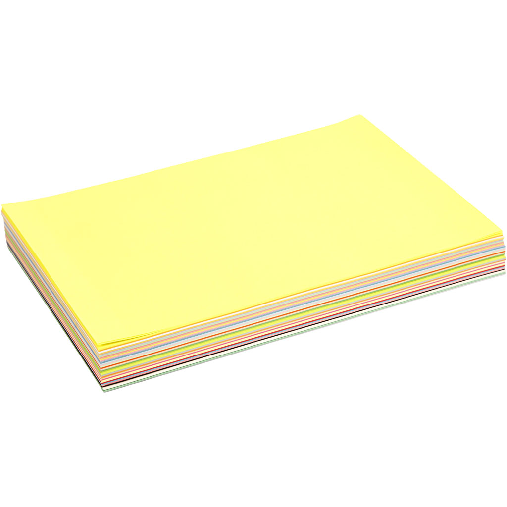 Creatief papier, A4, 210x297 mm, 80 gr, diverse kleuren, 280 div vellen/ 1 doos