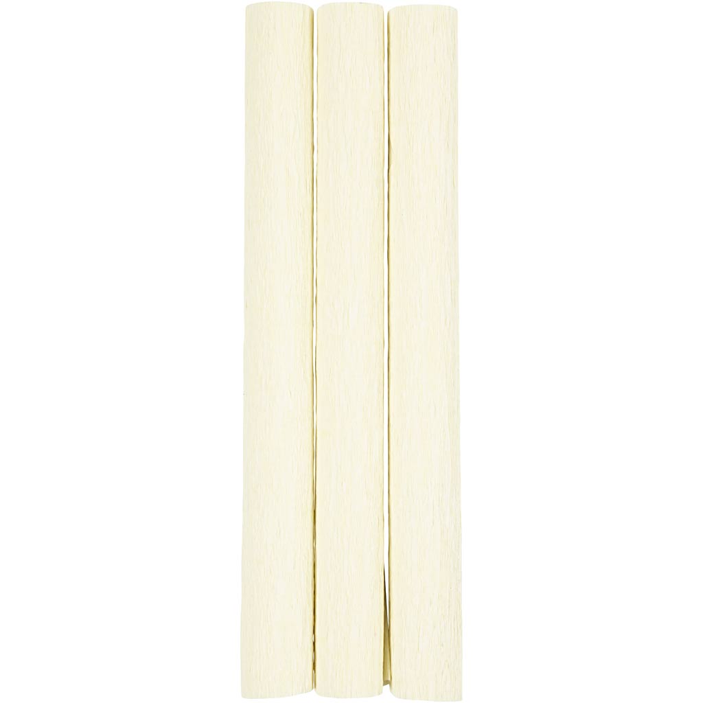 Crêpepapier, off white, 25x60 cm, Crêpe-verhouding: 180%, 105 gr, 3 vel/ 1 doos