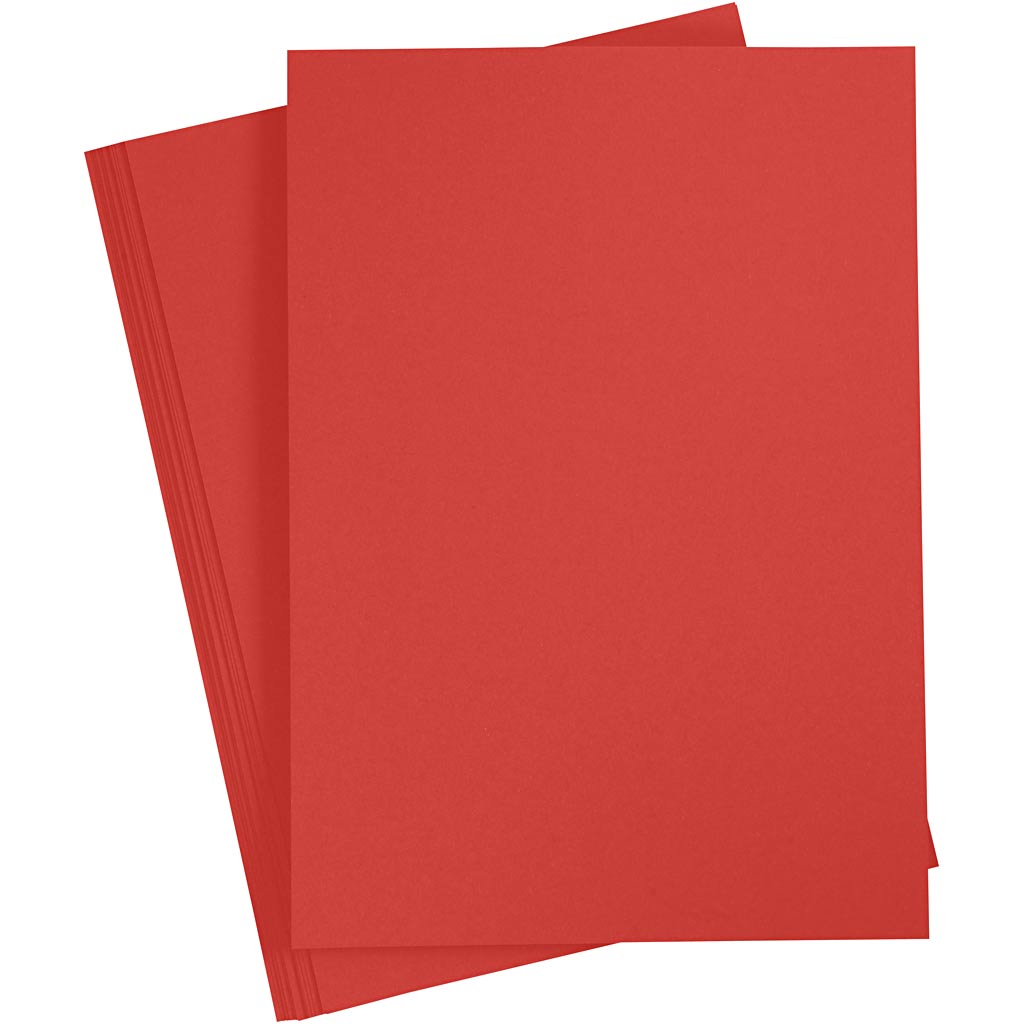 Gekleurd Karton, A4, 210x297 mm, 180 gr, rood, 20 vel/ 1 doos