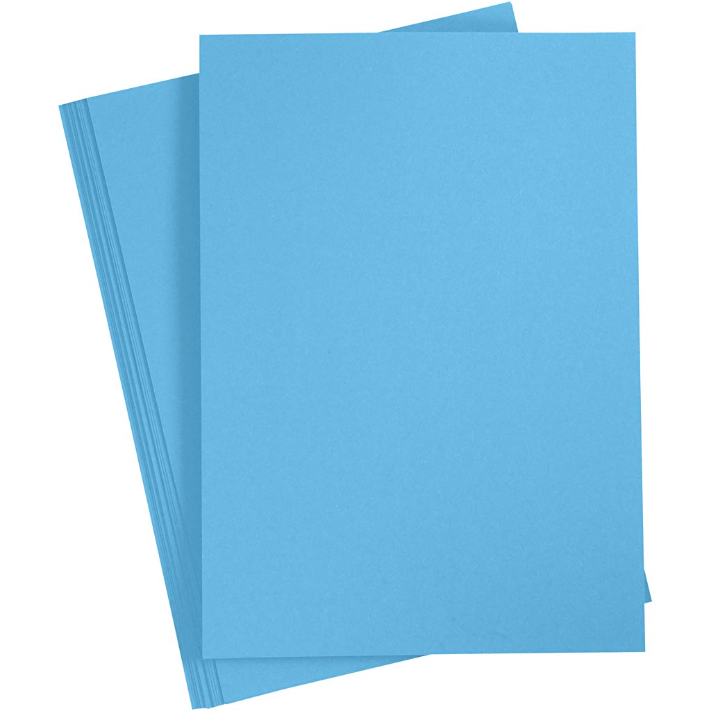 Gekleurd Karton, A4 210x297 mm,  180 gr, helder blauw, 20vellen