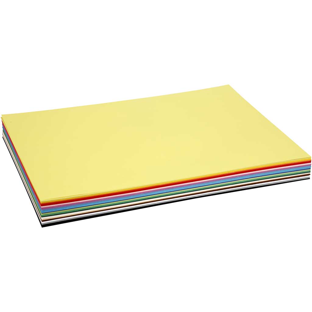 Gekleurd karton, A2, 420x600 mm, 180 gr, diverse kleuren, 300 div vellen/ 1 doos