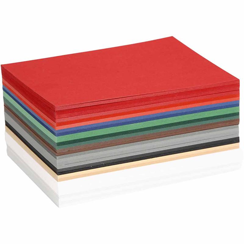 Kerst karton, A6, 105x148 mm, 180 gr, diverse kleuren, 300 div vellen/ 1 doos