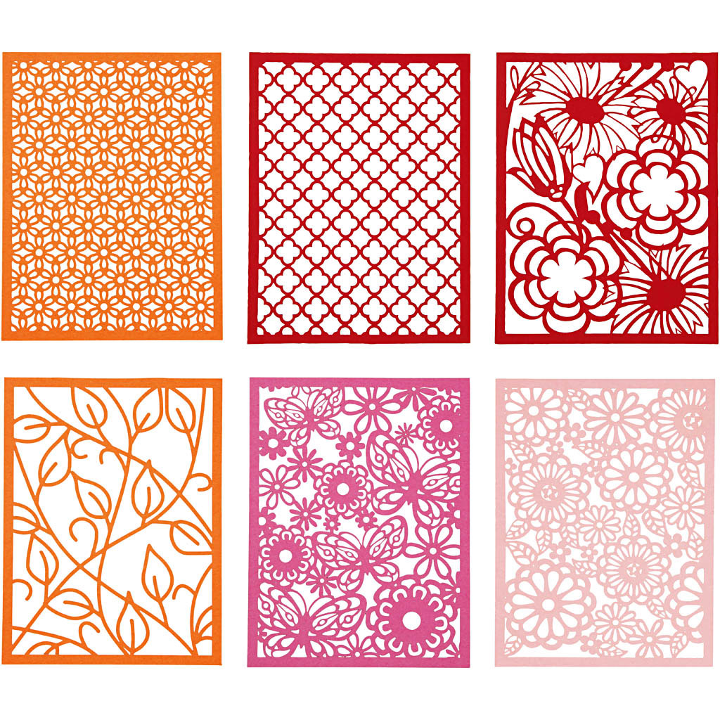 Blondekarton i blok, A6, 104x146 mm, 200 g, orange, pink, rød, rosa, 24 stk./ 1 pk.