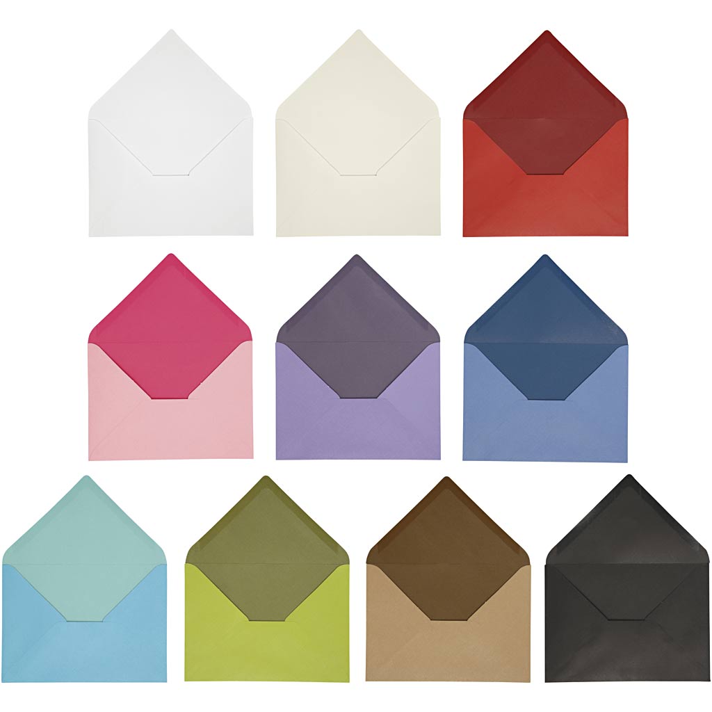 Envelop, afmeting envelop 11,5x16 cm, Inhoud kan variëren , 100 gr, diverse kleuren, 30 doos/ 1 doos
