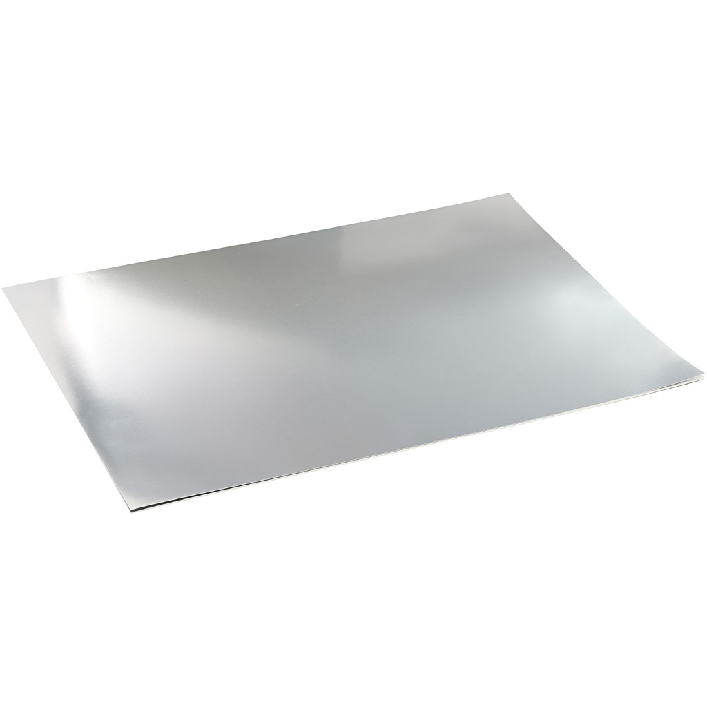 Metallic Foliekarton, A2, 420x600 mm, 280 gr, zilver, 10 vel/ 1 doos