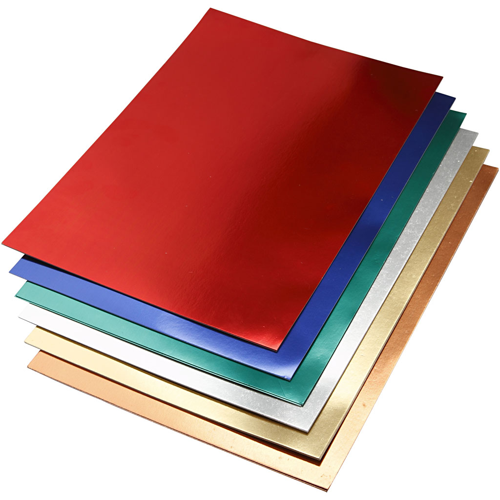 Metallic Foliekarton, A2, 420x594 mm, 280 gr, diverse kleuren, 30 div vellen/ 1 doos