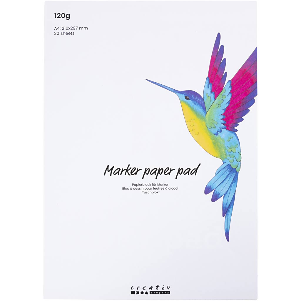 Blok papier, A4, 210x297 mm, 120 gr, wit, 30 vel/ 1 doos