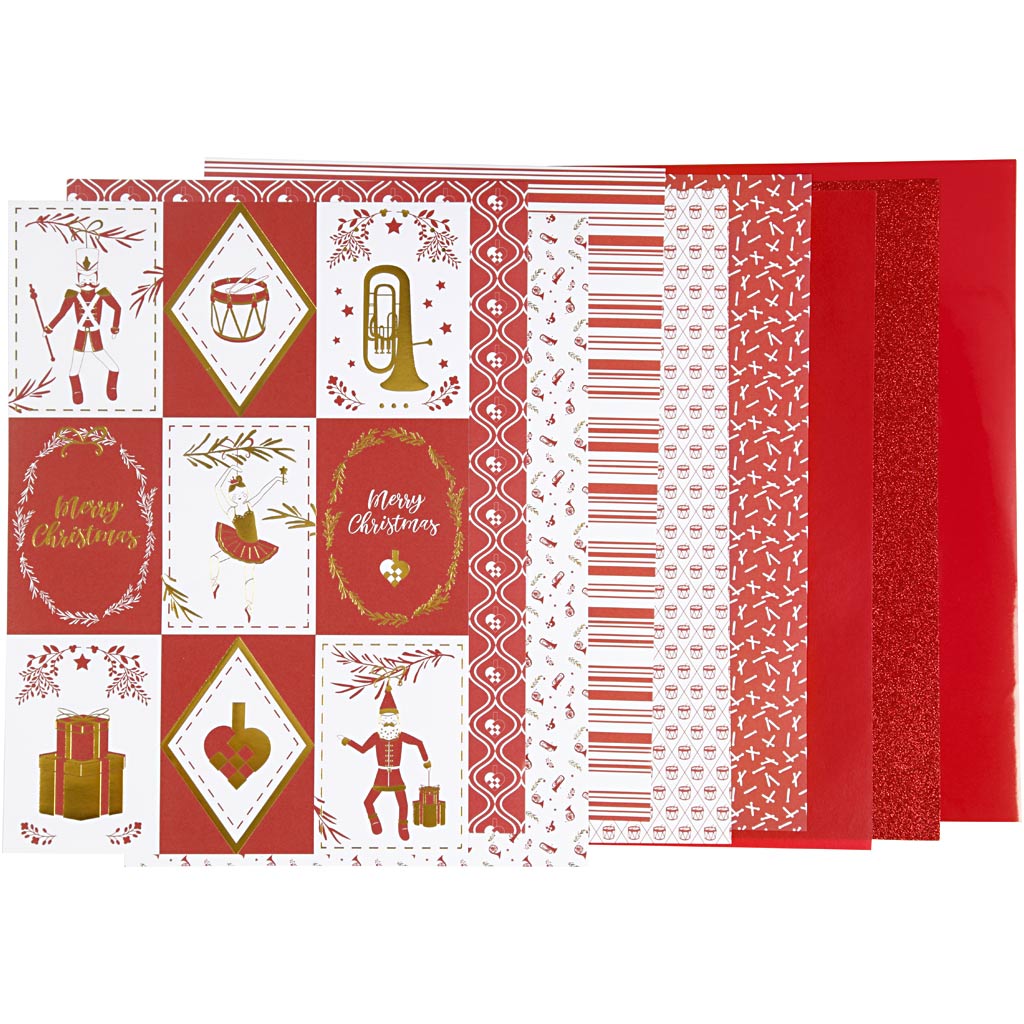 Design papierblok, afm 21x30 cm, 120+128 gr, rood, wit, 24 vel/ 1 doos