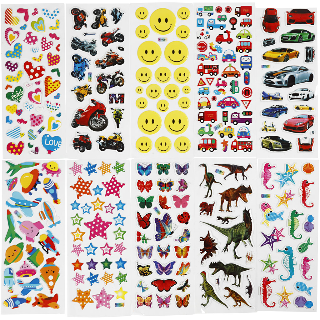 3D Stickers, afm 7x17 cm, 20 vel/ 1 doos