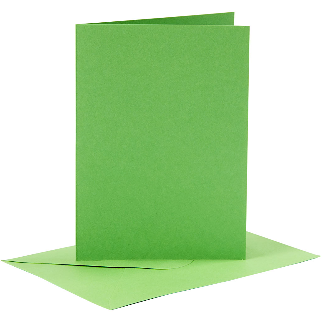 Kaarten en enveloppen, afmeting kaart 10,5x15 cm, afmeting envelop 11,5x16,5 cm, 110+220 gr, groen, 6 set/ 1 doos