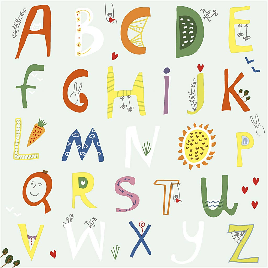 Servetten, alfabet, afm 33x33 cm, 20 stuk/ 1 doos