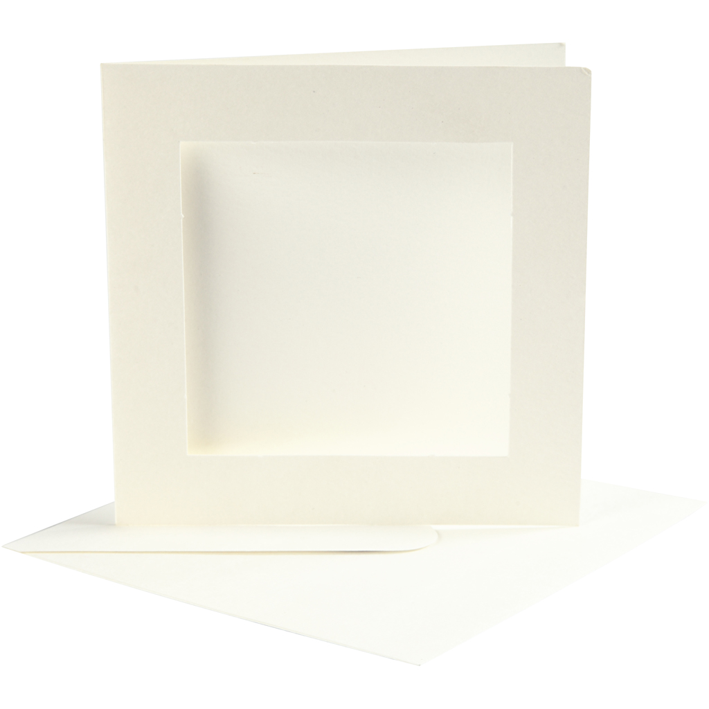 Passepartout Kaarten, afmeting kaart 12,5x12,5 cm, afmeting envelop 13,5x13,5 cm, off-white, 10 set/ 1 doos