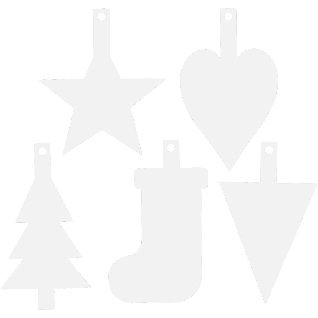 Kerst ornamenten, H: 23,5-26,5 cm, B: 15,5-20,5 cm, wit, 100 stuk/ 1 doos