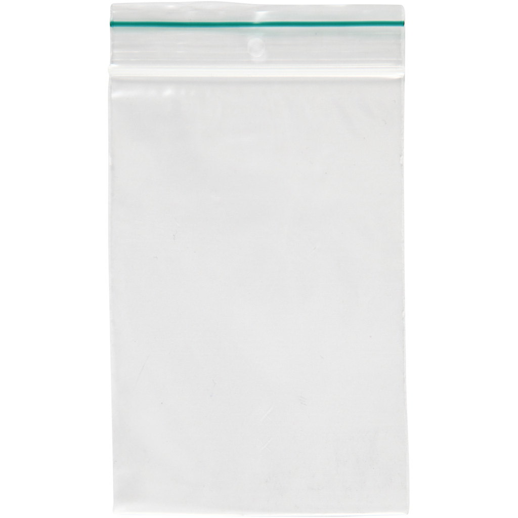 Plastpose med zip lock, str. 8x12 cm, tykkelse 0,05 mm, 100 stk./ 1 pk.