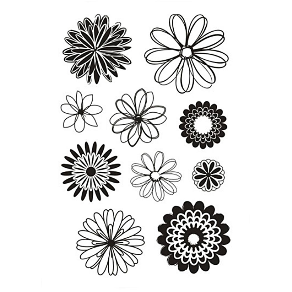 Silicone stempels, vel 11x15,5 cm, , bloemen, 1vel