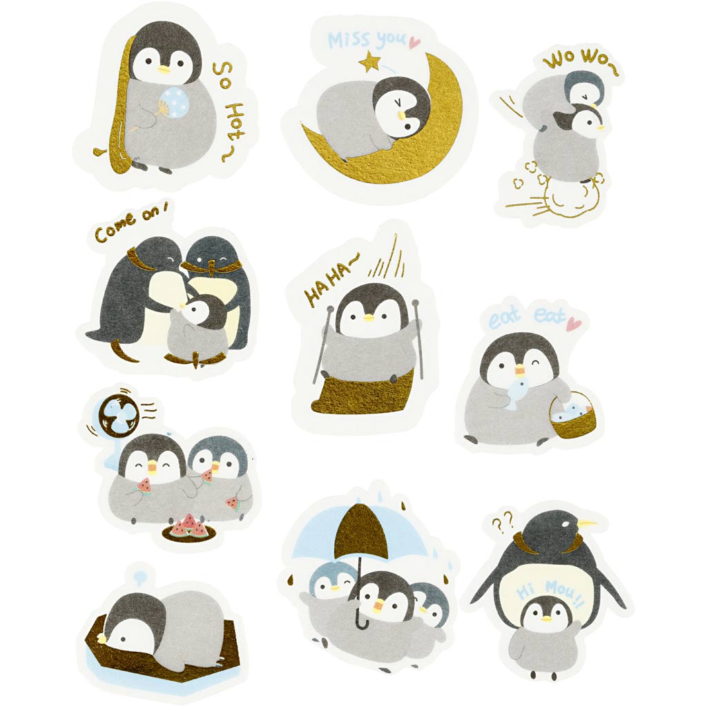 Masking Tape stickers, pinguïns, afm 40-53 mm, 30 stuk/ 1 doos