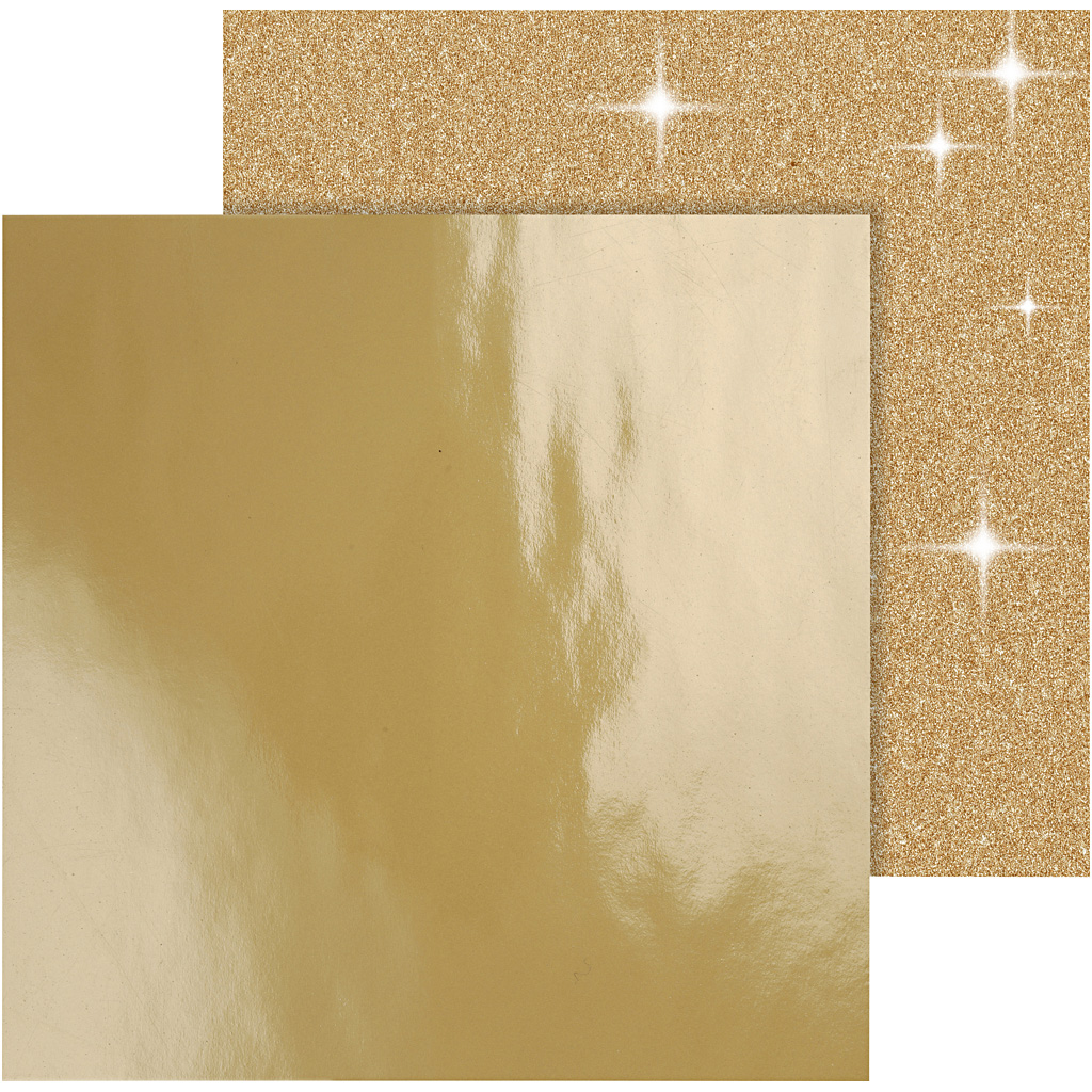 Design papier, 30,5x30,5 cm, 120+128 gr, goud, 2 vel/ 1 doos