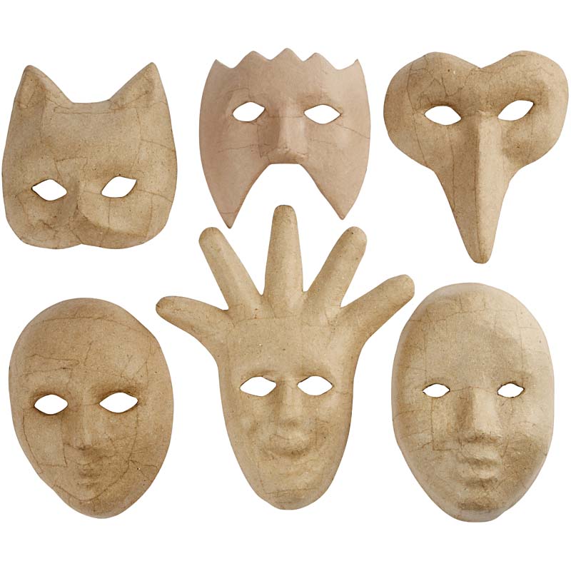 Maskers, H: 12-21 cm, 6 stuk/ 1 doos