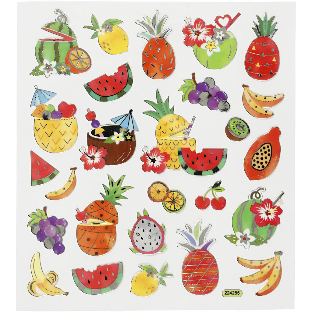 Stickers, exotisch fruit, 15x16,5 cm, 1 vel