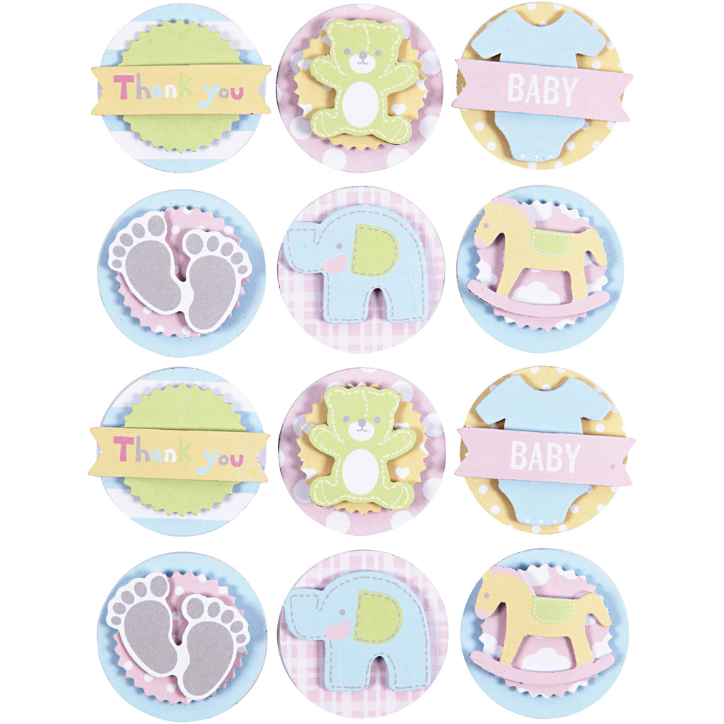 3D Baby Stickers, baby, d 35 mm, 1 vel