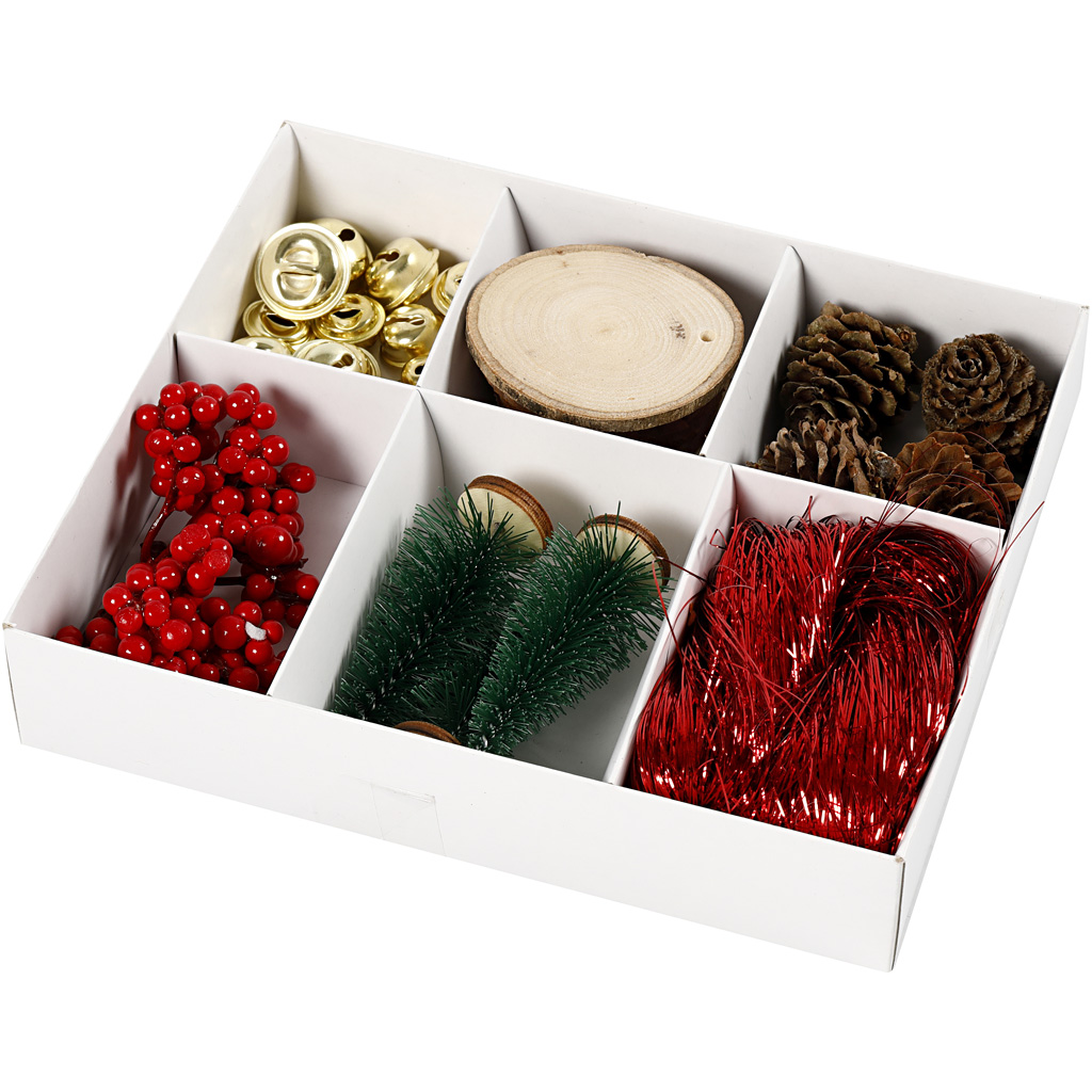 Geschenkverpakking set, 6 div, groen, rood