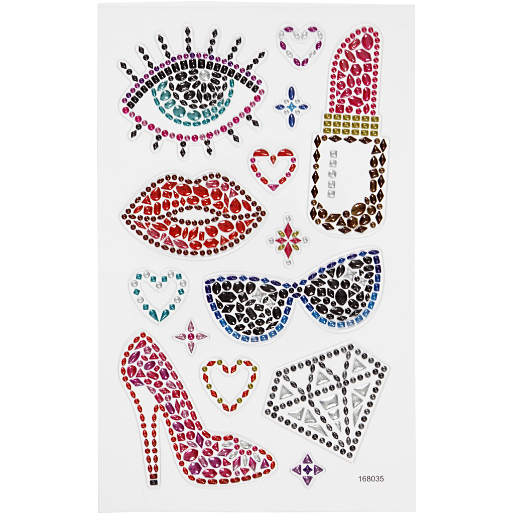 Diamond stickers, klaar voor het feest, 10x16 cm, 1 vel