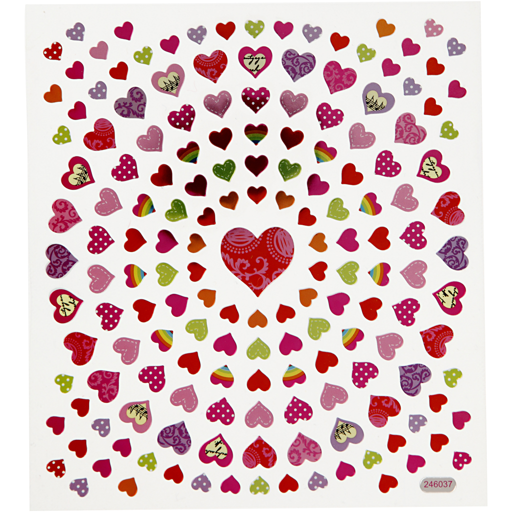 Stickers, kleine harten, 15x16,5 cm, 1 vel
