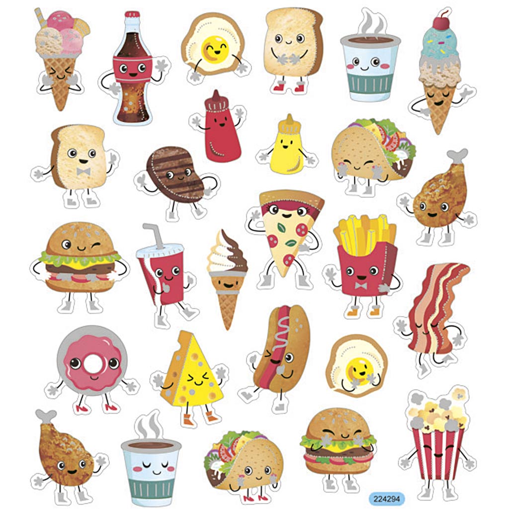 Stickers, fast food, 15x16,5 cm, 1 vel