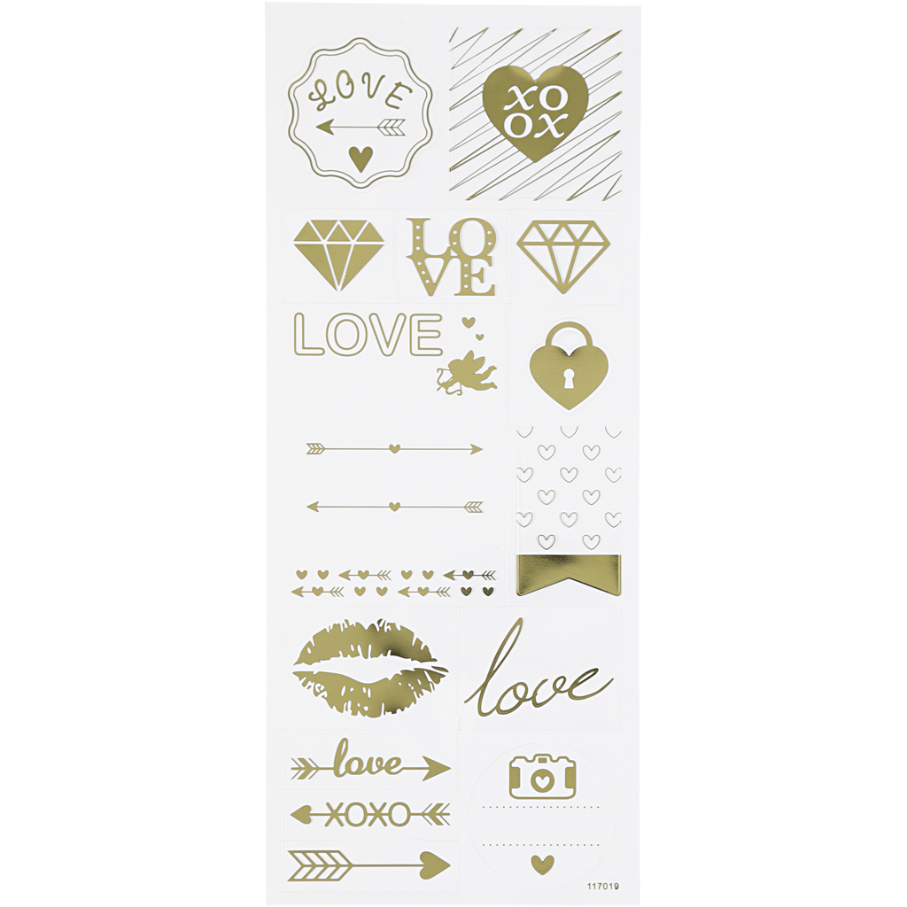 Stickers Sheet 10x24 Cm Approx. 14 Pieces Gold Love 1sheet