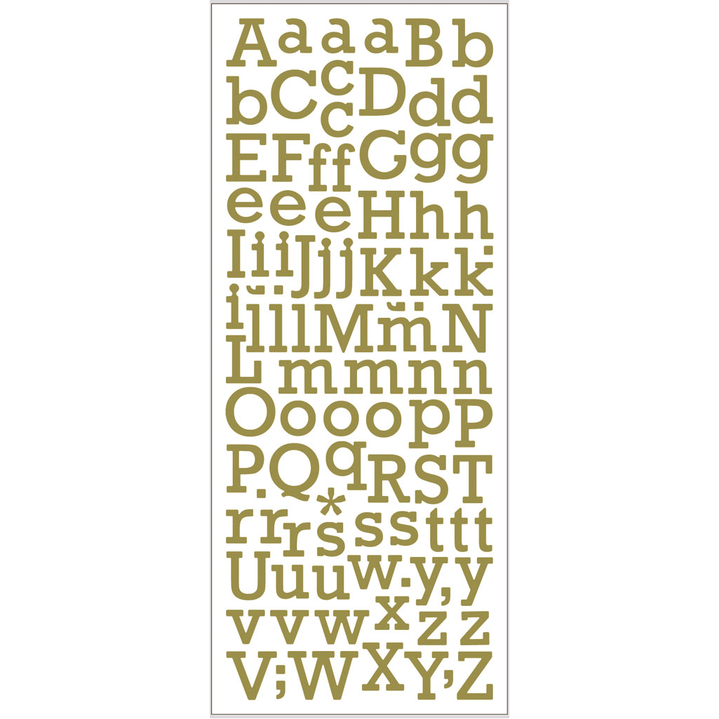 Stickers vel 10x24 cm goud letters 1vel
