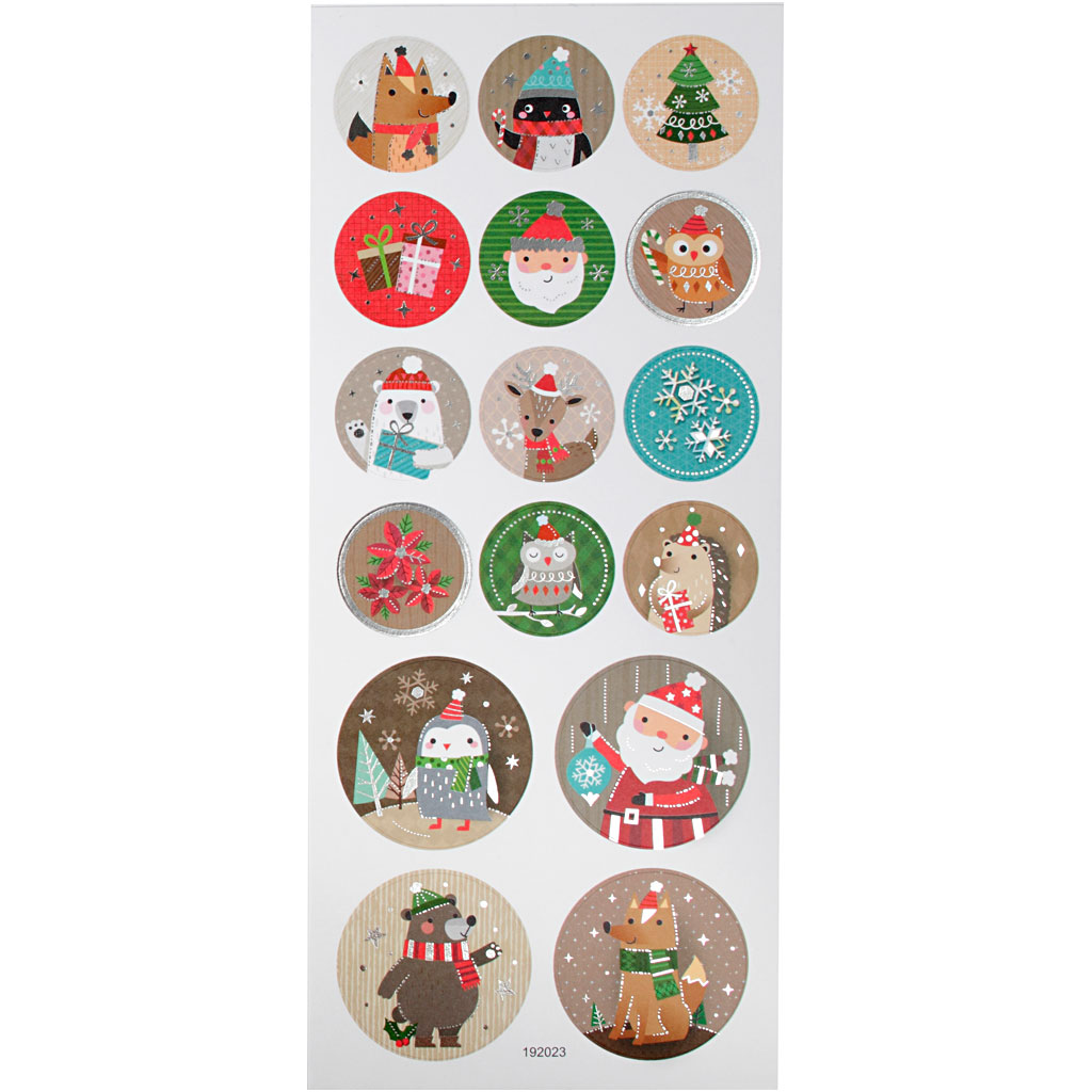 Stickers, kerstmis, 10x23 cm, 1 vel