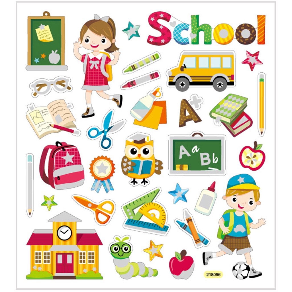 Stickers, school, 15x16,5 cm, 1 vel