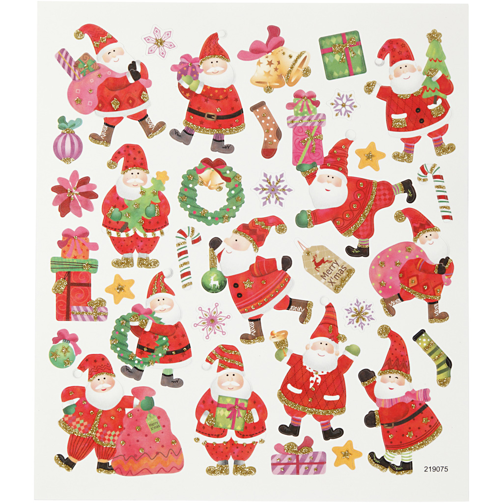 Stickers, vrolijke kerstman, 15x16,5 cm, 1 vel