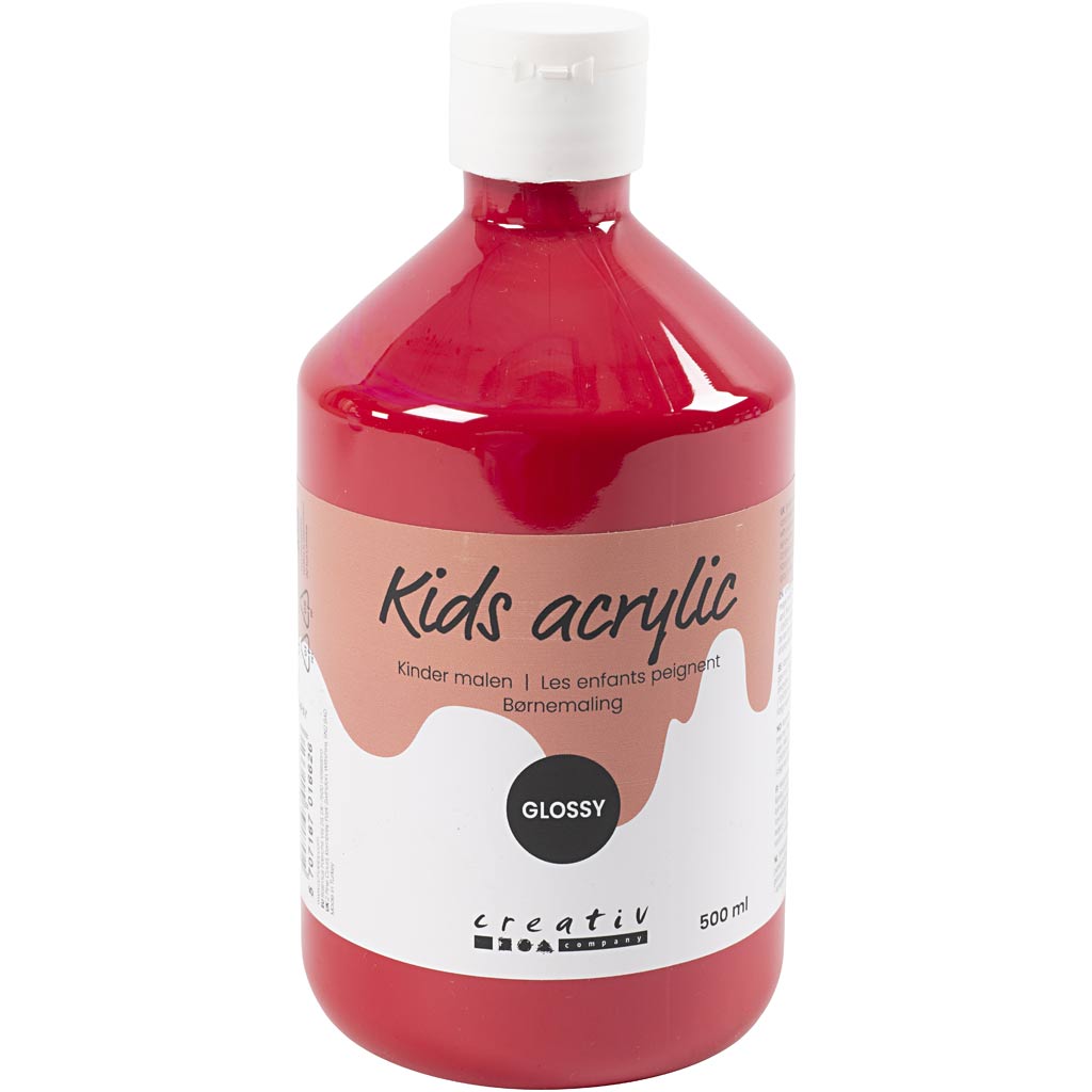 School acrylverf glossy, glossy, primair rood, 500 ml/ 1 fles