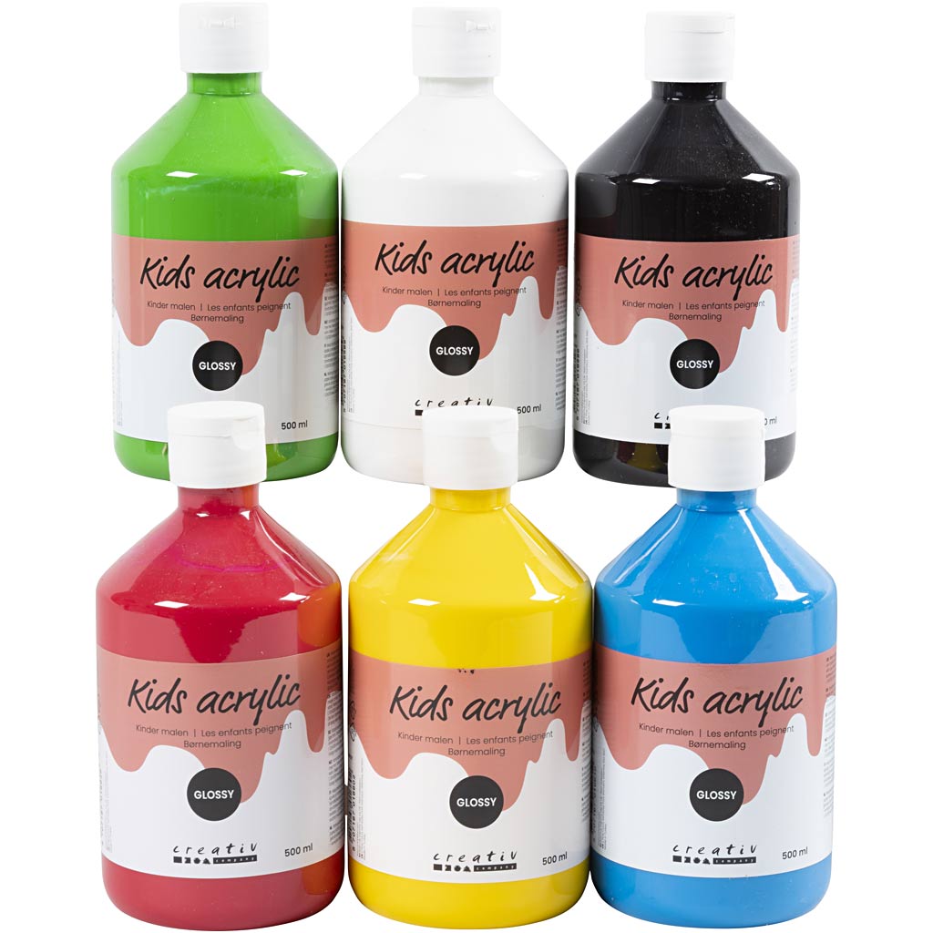 A-color Acrylverf - Colour School, primaire kleuren, 01 - glossy, 6x500 ml